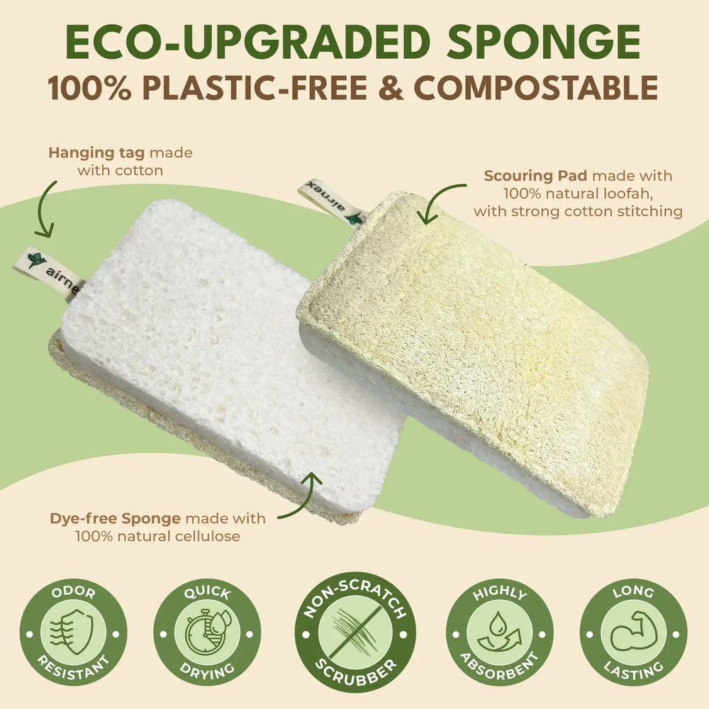 Kitchen Loofah Sponge with Zero Plastic - 3 Pack Sponges - Premium Accessories from Other - Just $9.95! Shop now at Seaside Naturals